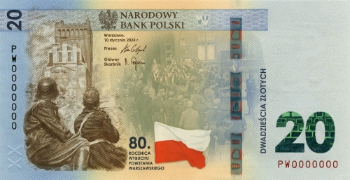 20 zł - 80. rocznica wybuchu Powstania Warszawskiego - 2024r